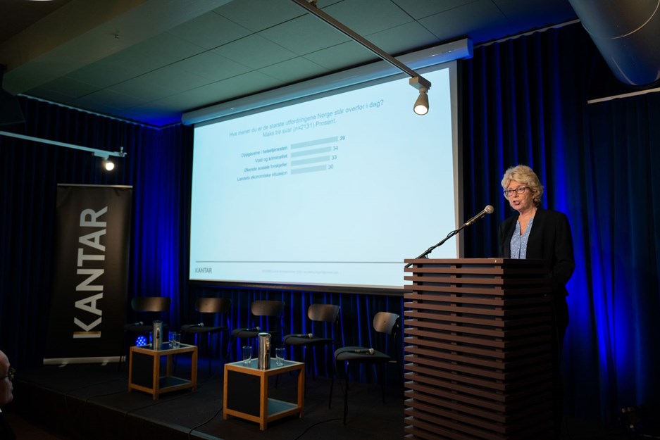 Eva Fosby Livgard presenterer funnene fra Klimabarometeret 2024
